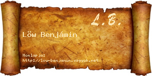 Löw Benjámin névjegykártya